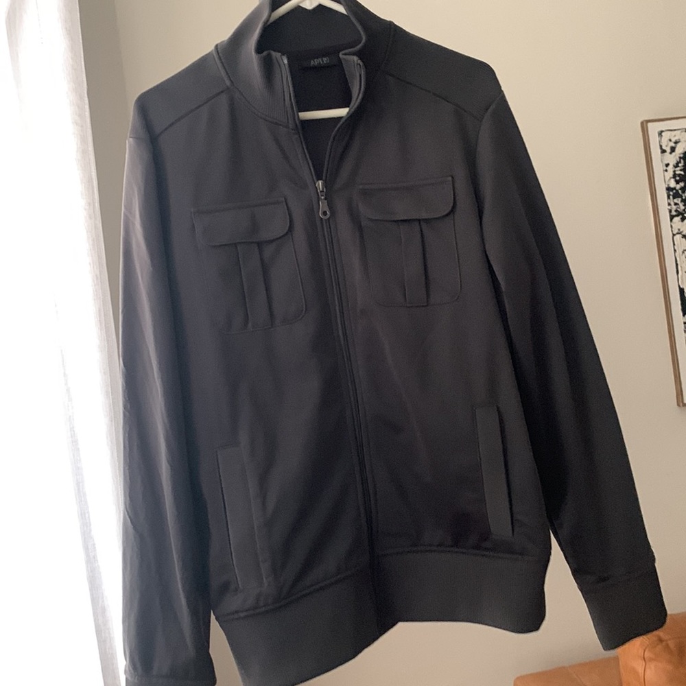 Grey stretch zip up jacket